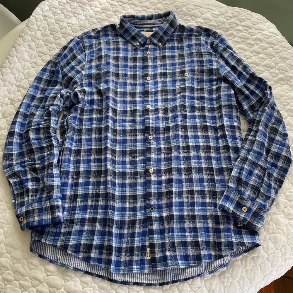 Scotch & Soda XL Men’s Blue Plaid Casual Button Down Shirt